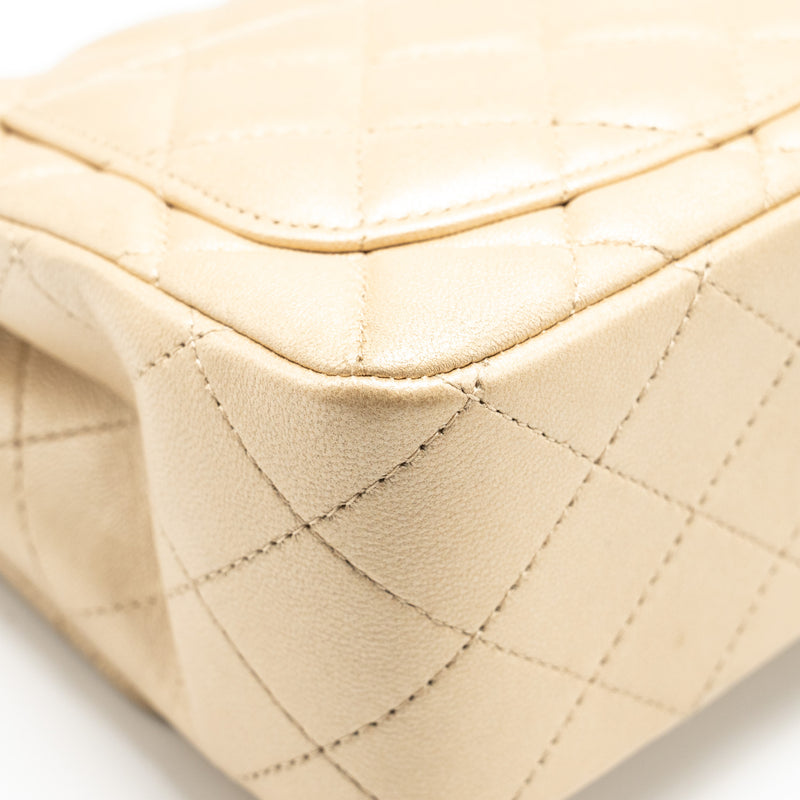 Chanel mini square flap bag lambskin gold GHW