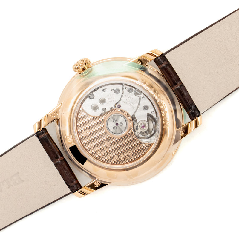 Blancpain Villeret Complete calendar watch 33mm automatic rose gold with diamonds  model: 6126298755B