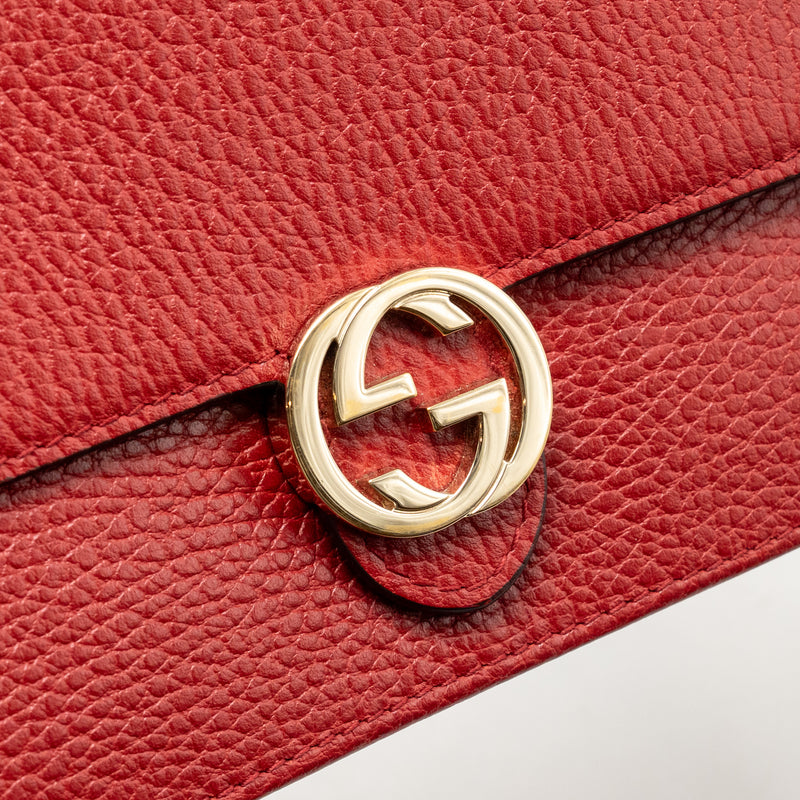 Gucci Interlocking Chain Wallet Calfskin Red GHW