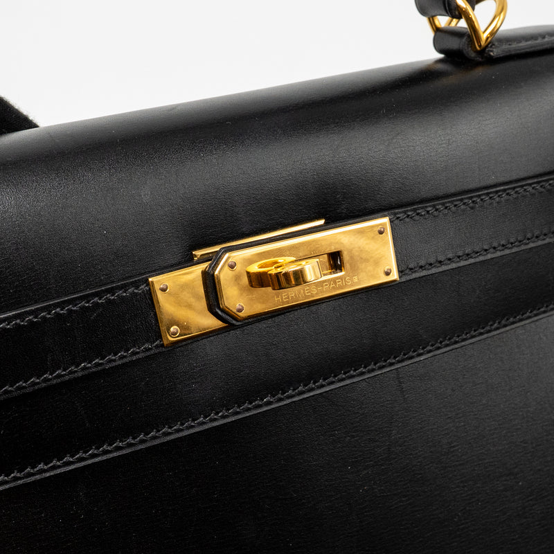 Hermes Vintage Kelly 32 Box Black GHW Stamp Square I