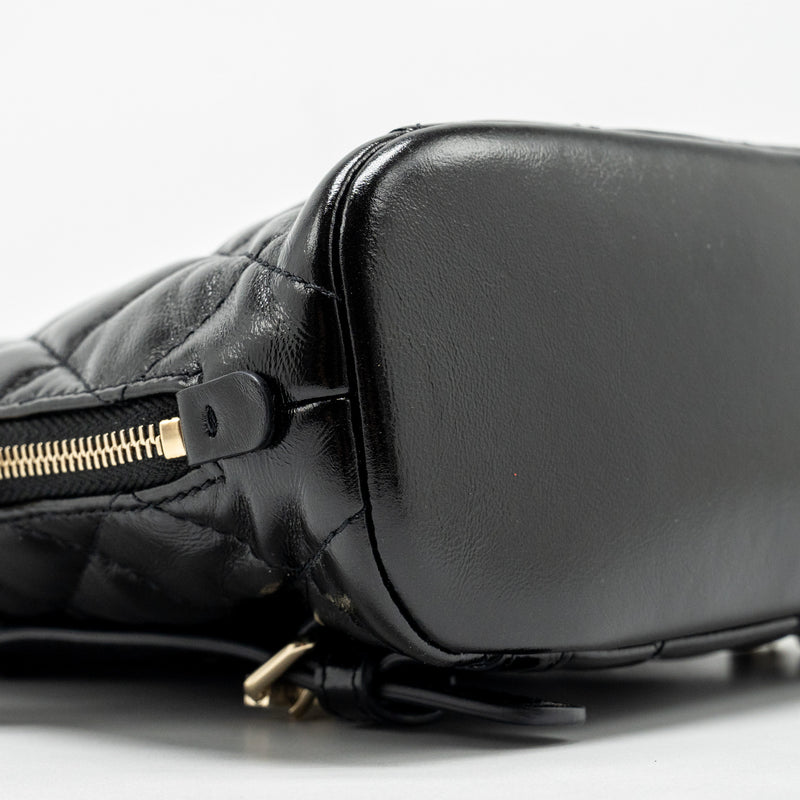 Chanel 22A Mini Backpack Patent Black LGHW (microchip)
