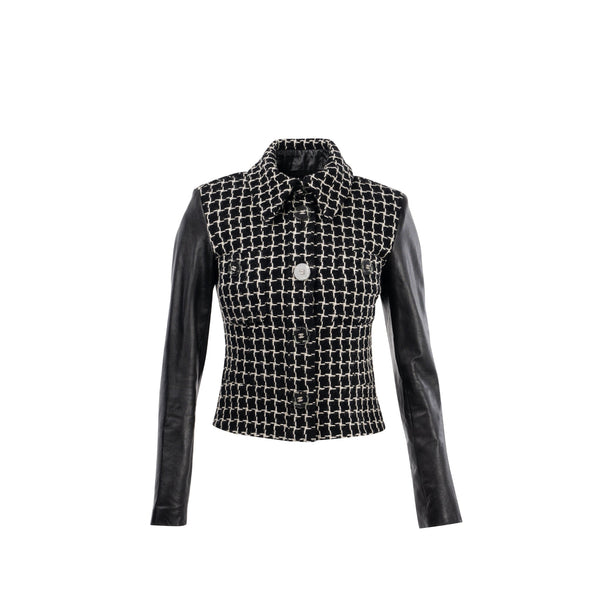 Chanel 17A size 36 Jacket Fantacy Tweed / calfskin black