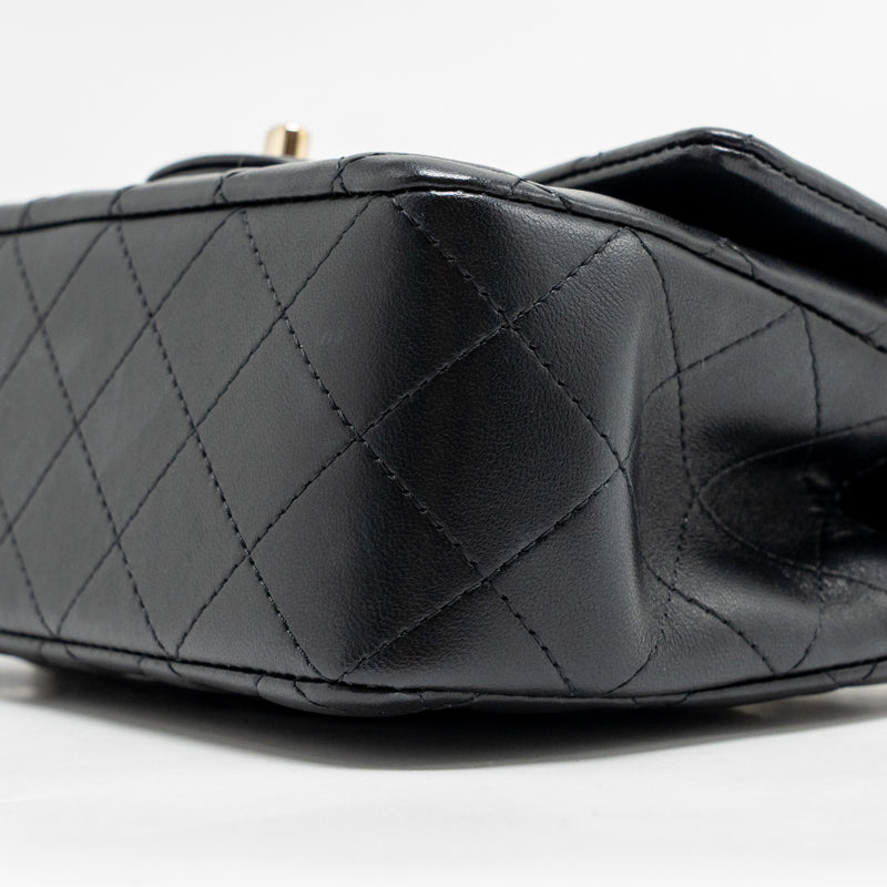 CHANEL Top Handle Mini Rectangular Flap Bag Lambskin Black LGHW (Microchip)