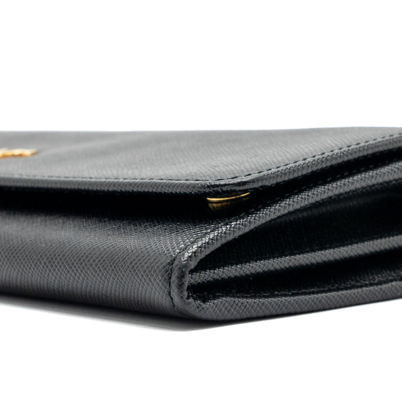 Prada long wallet with chain saffiano black GHW