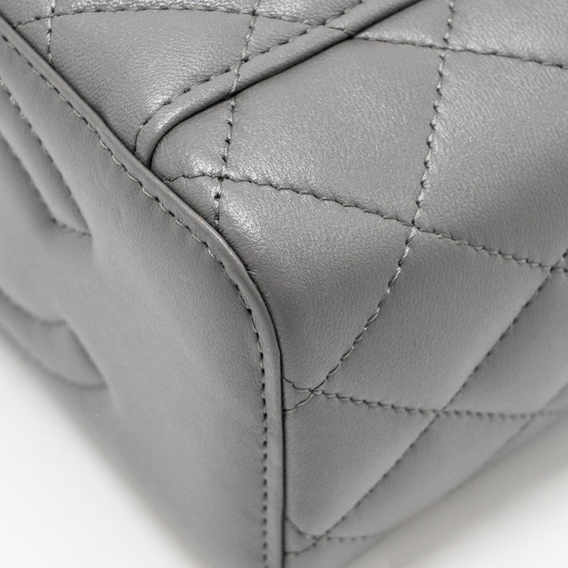 Chanel Top Handle Long Vanity with Chain Lambskin Grey LGHW (microchip)