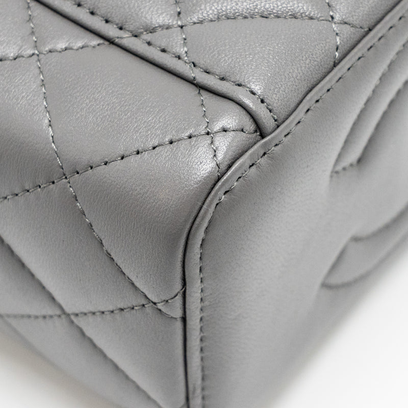 Chanel Top Handle Long Vanity with Chain Lambskin Grey LGHW (microchip)