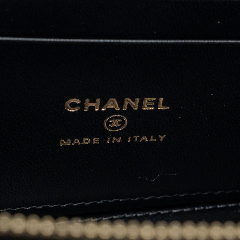 Chanel Top Handle Long Vanity With Chain Lambskin Black GHW(Microchip)