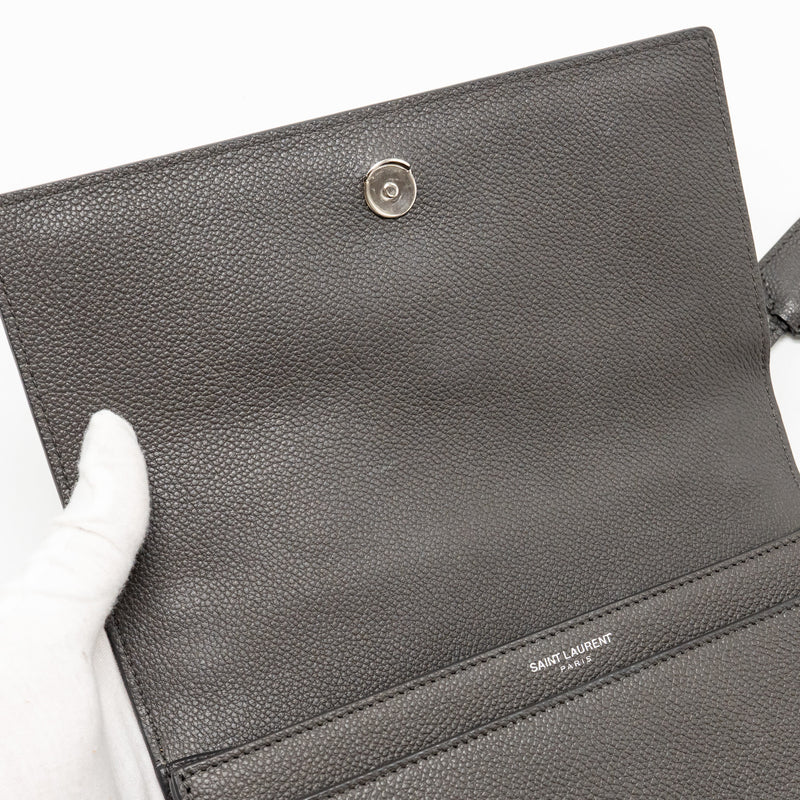 Saint Laurent/YSL Medium Sunset Bag Calfskin Grey SHW