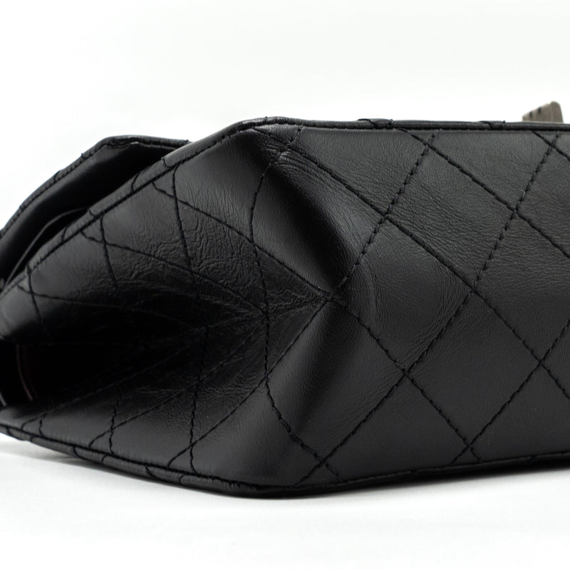 Chanel Large 2.55 Reissue Flap Bag Aged Calfskin Black Ruthenium Hardware (microchip)
