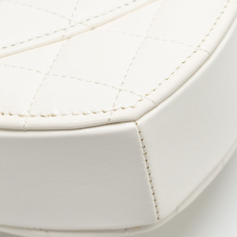 Chanel Small Heart Bag Lambskin White LGHW