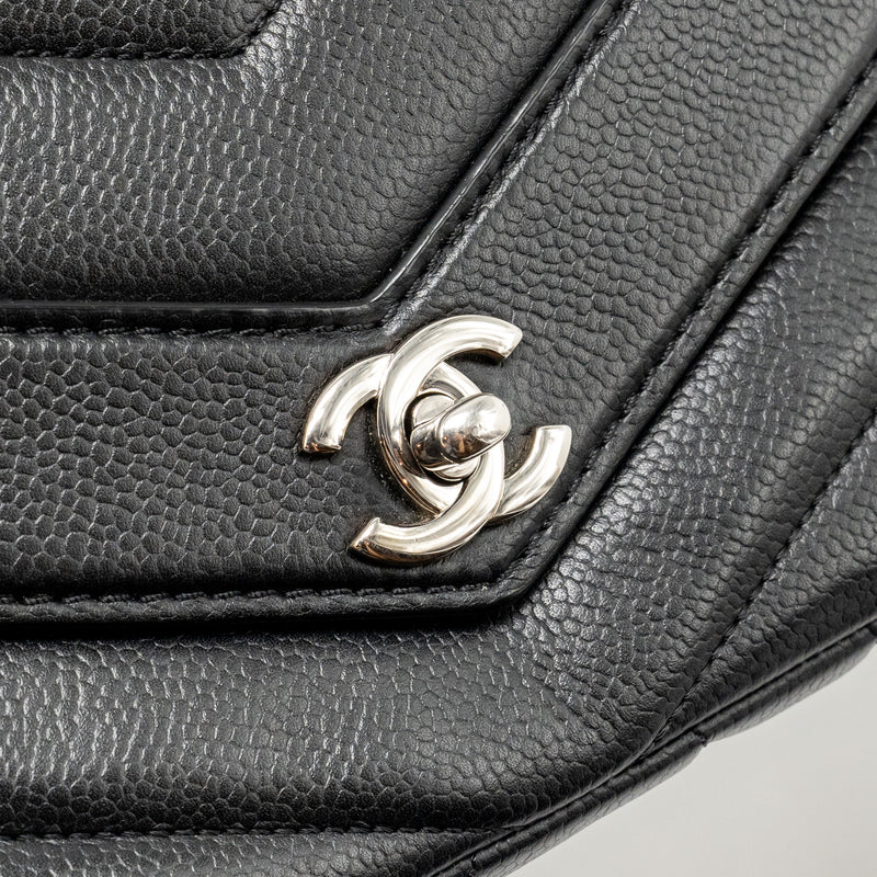 Chanel Envelop Flap Bag Chevron Caviar Black SHW