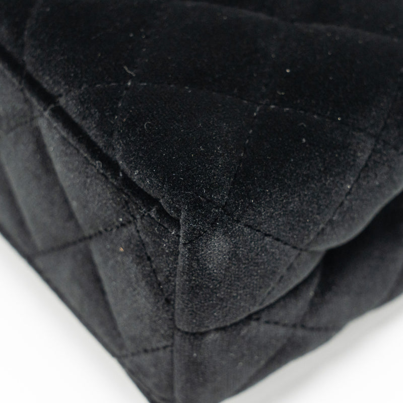 Chanel Mini Kelly Shopping Tote Bag Velvet Black GHW (microchip)