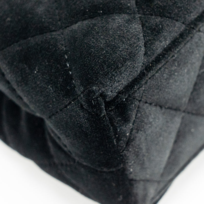 Chanel Mini Kelly Shopping Tote Bag Velvet Black GHW (microchip)