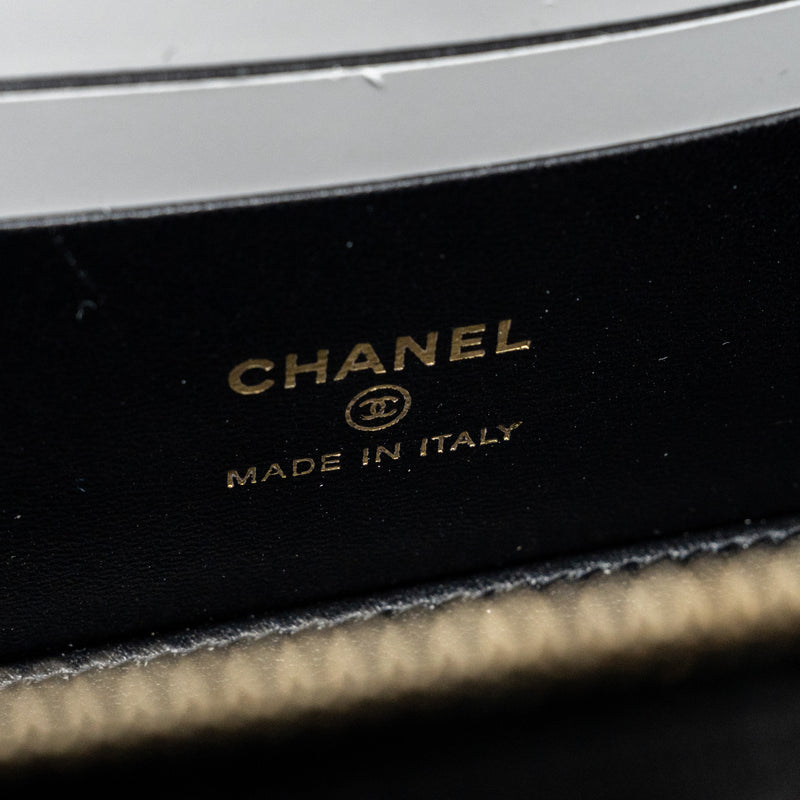 Chanel Detail Top Handle Long Vanity With Chains Lambskin Black GHW(Microchip)