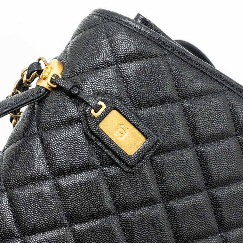 authentic chanel black quilted leather large backpack Chanel 22k Large Backpack Caviar Black GHW(microchip)