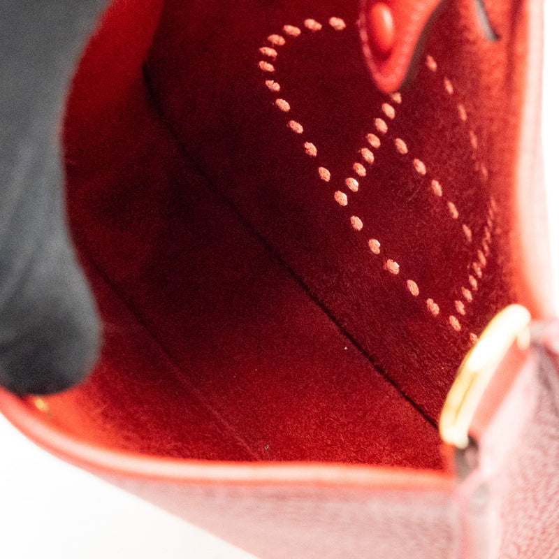 Hermes Mini Evelyne Clemence Vermillon/Rouge Vif GHW Stamp B