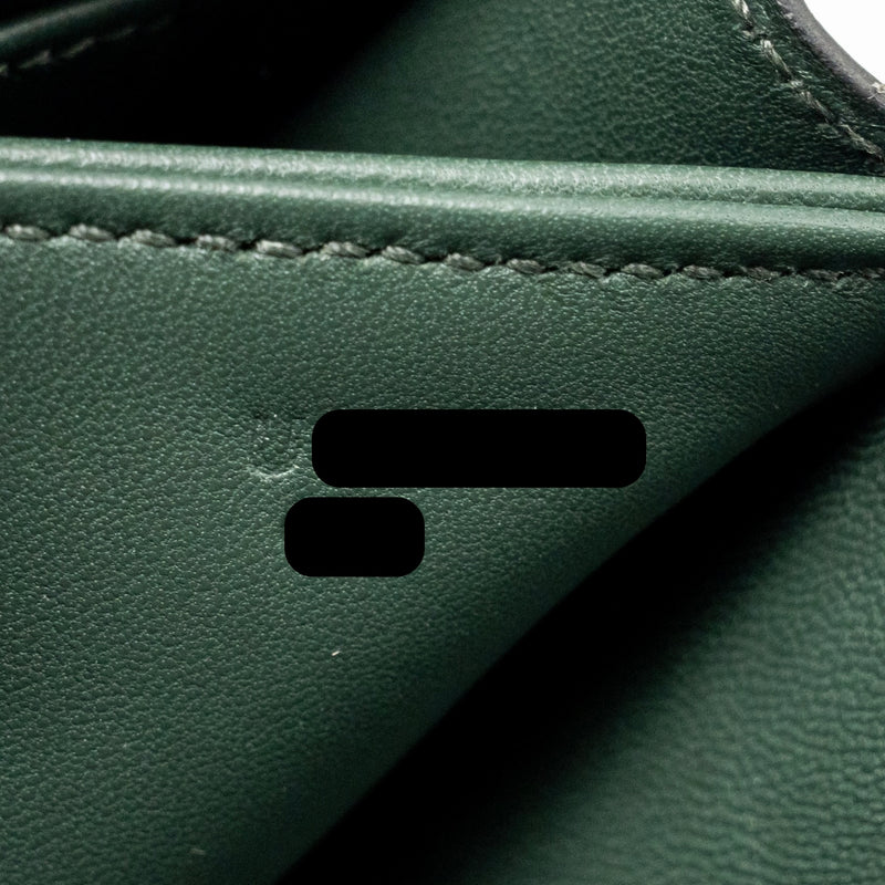 Hermes mini constance shiny alligator mississippiensis vert fonce GHW stamp U