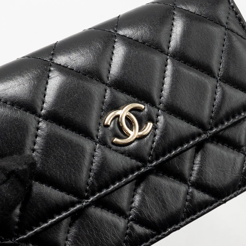 Chanel Card Holder with Maxi Pearls Chain Lambskin Black LGHW