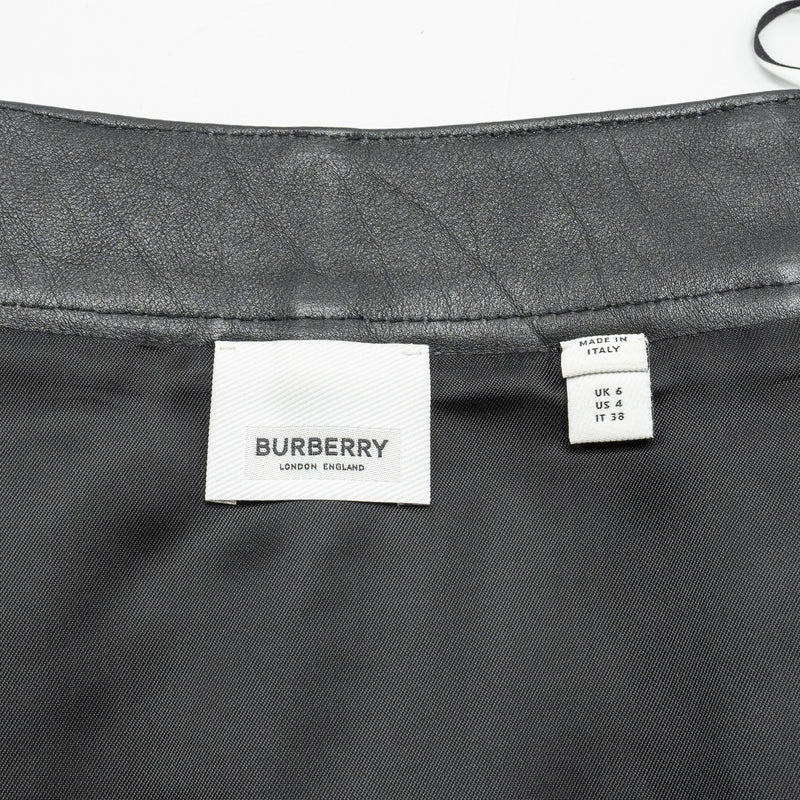 Burberry Size IT38 Zip-Front Mini Skirt Grain Calfskin Black