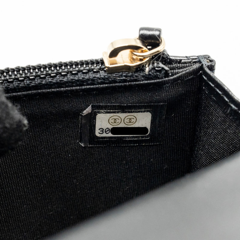Chanel Card Holder with Maxi Pearls Chain Lambskin Black LGHW