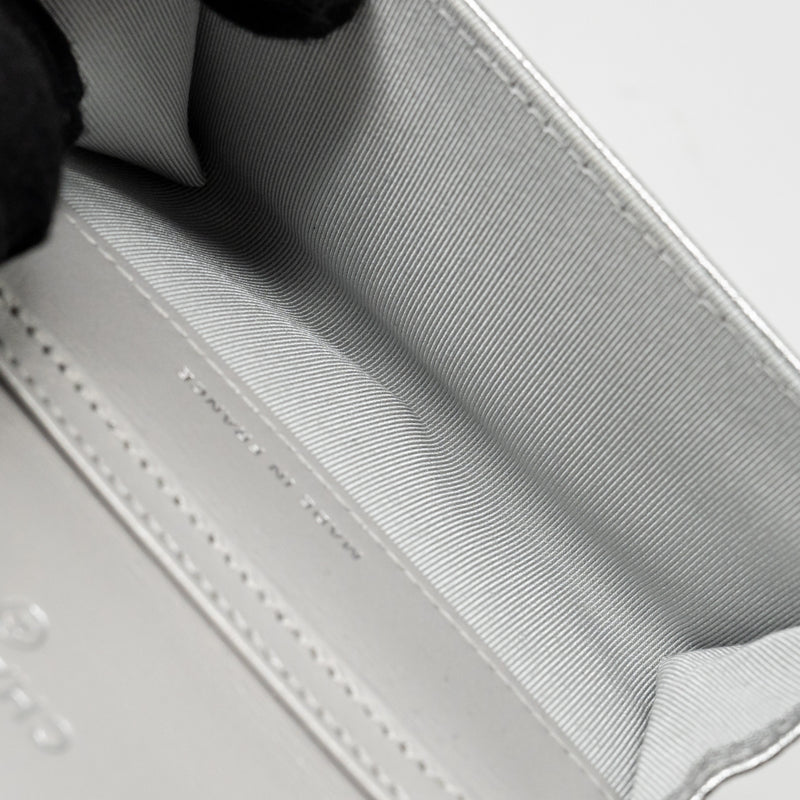 Chanel mini flap belt bag lambskin silver SHW