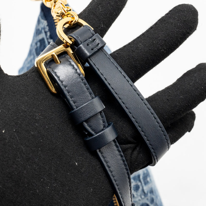 Dior DiorStar Oblique Hobo Bag Denim Blue GHW