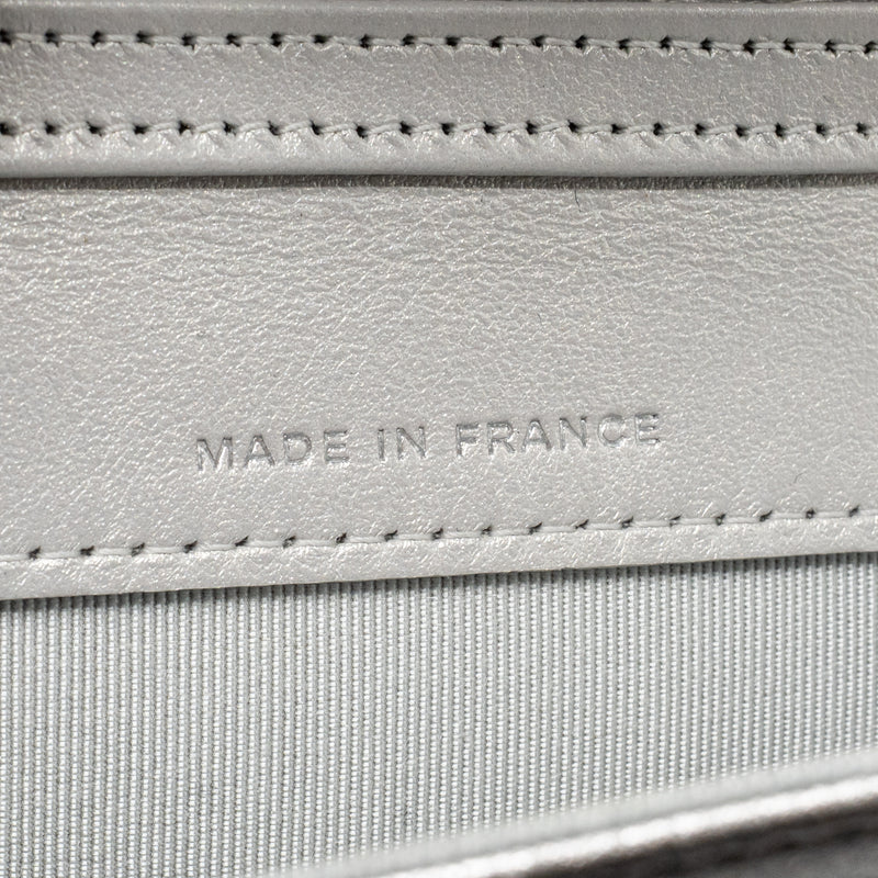 Chanel mini flap belt bag lambskin silver SHW