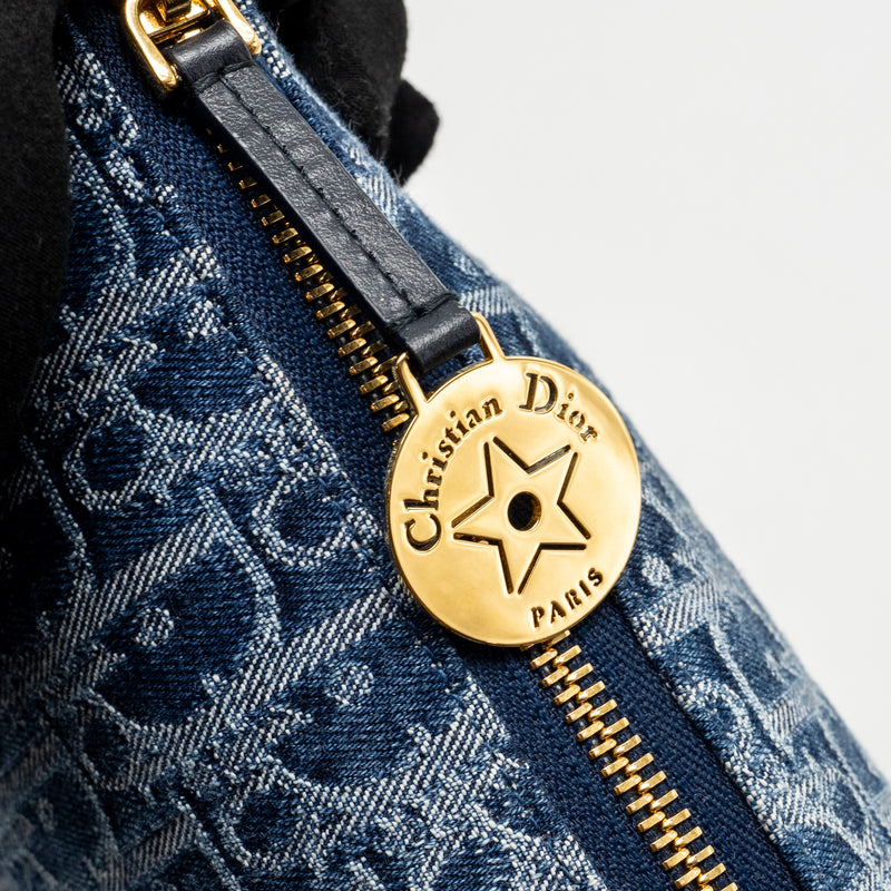 Dior DiorStar Oblique Hobo Bag Denim Blue GHW