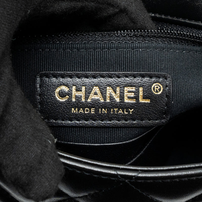 Chanel Giant CC Logo Flap bag Lambskin Black GHW(microchip)