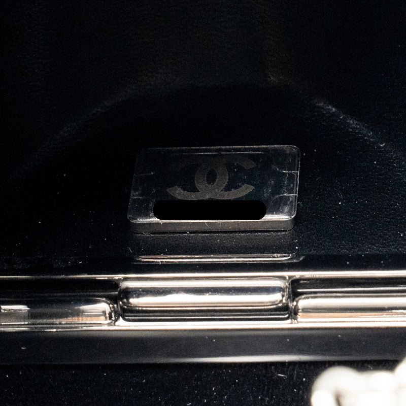 Chanel Monte Carlo Helmet Minaudiere Clutch Bag Plexi/Strass Black/White SHW (Microchip)