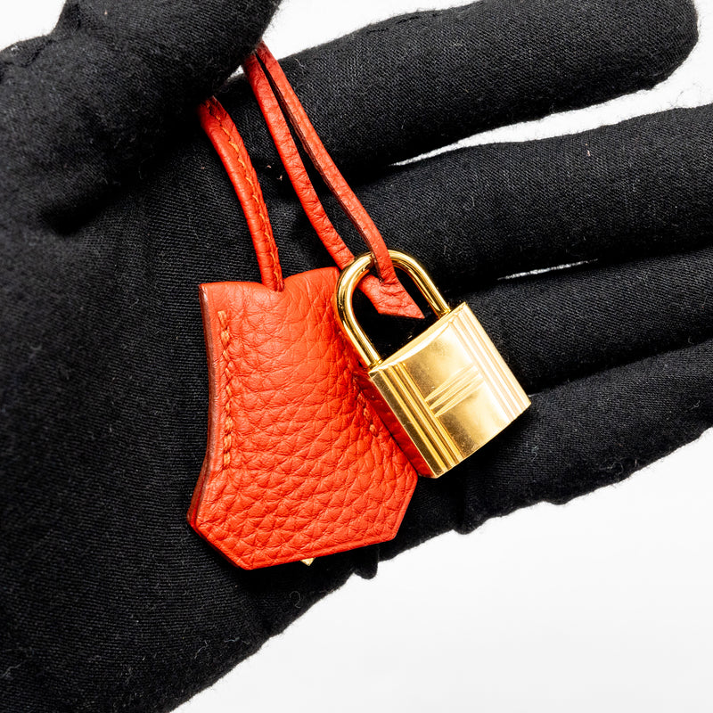 Hermes Kelly 32 Togo 5E Vermillion GHW Stamp Square Q