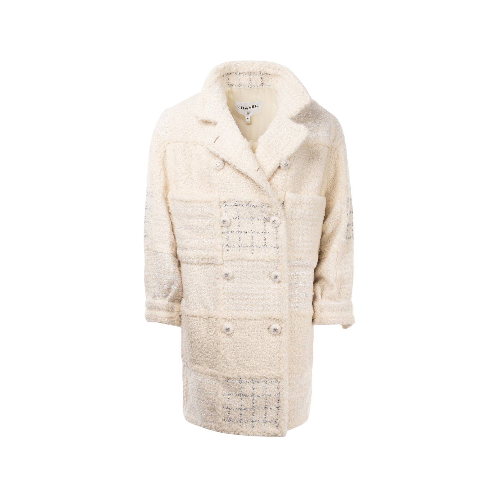 Chanel Size 34 21K Tweed Jacket Cashmere/Polyester/Wool Ecru/Black/Whi