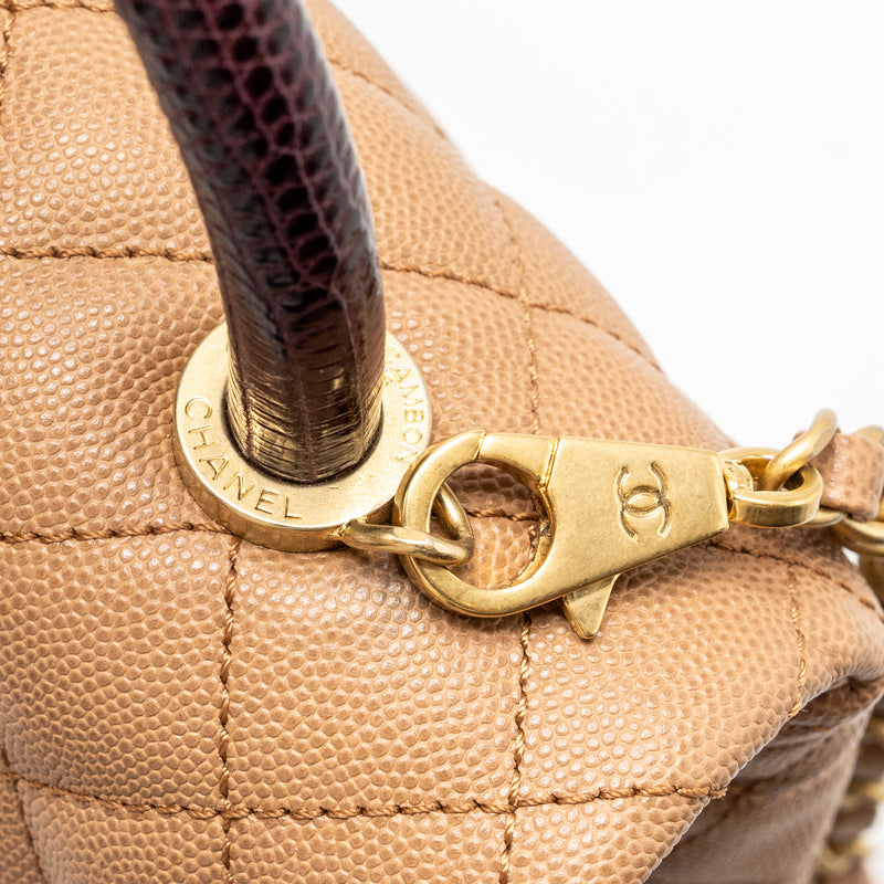Chanel Medium Coco Handle With Lizard Handle Caviar Dark Beige GHW