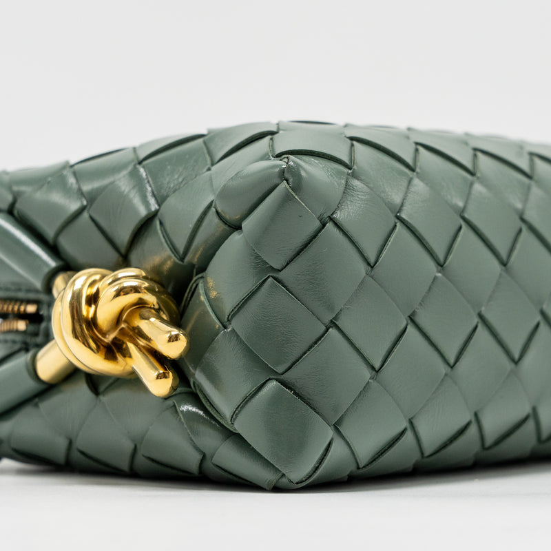 Bottega Veneta Mini Loop Bag Metal Knots Calfskin Green GHW