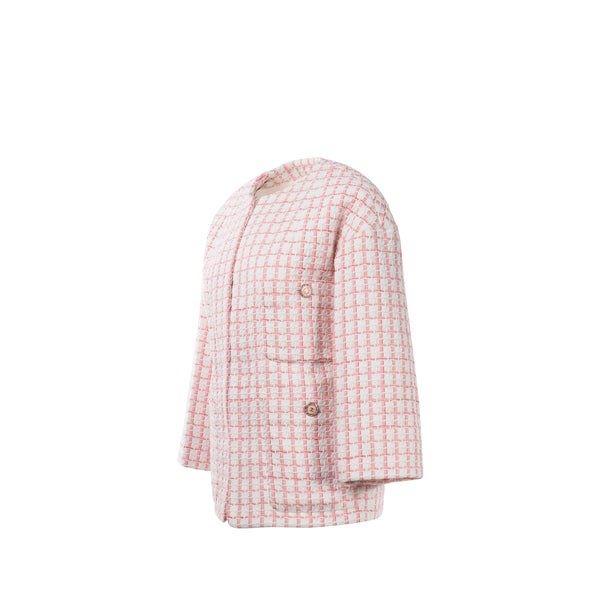 Chanel Size 34 22S Tweed Jacket Cotton/Acrylic Light Pink/White