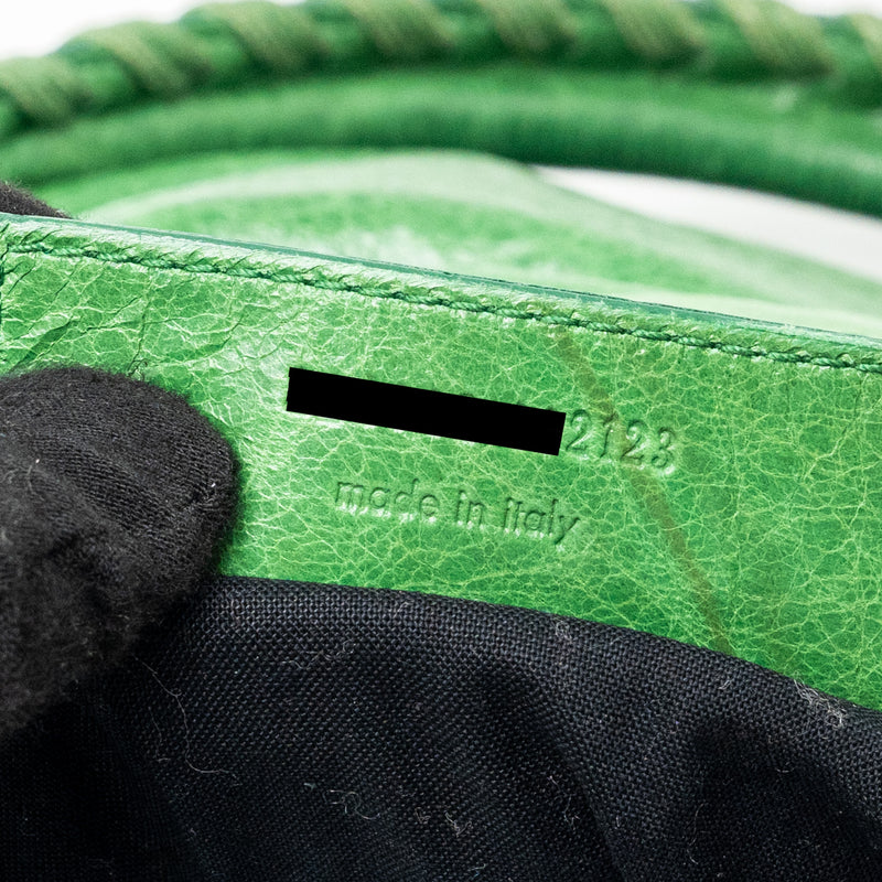 Balenciaga zip handle bag green leather SHW