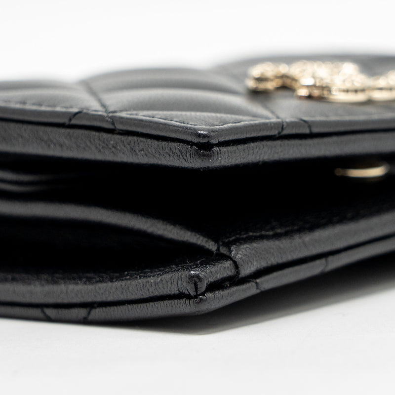 Chanel Detailed CC Logo Quilted Wallet Lambskin Black LGHW (Microchip)