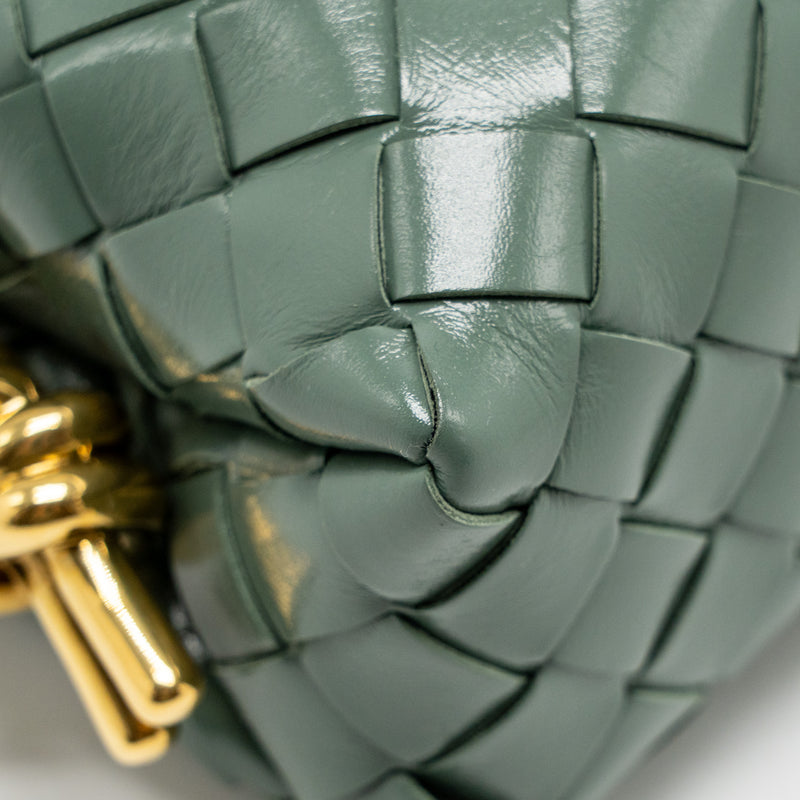 Bottega Veneta Mini Loop Bag Metal Knots Calfskin Green GHW