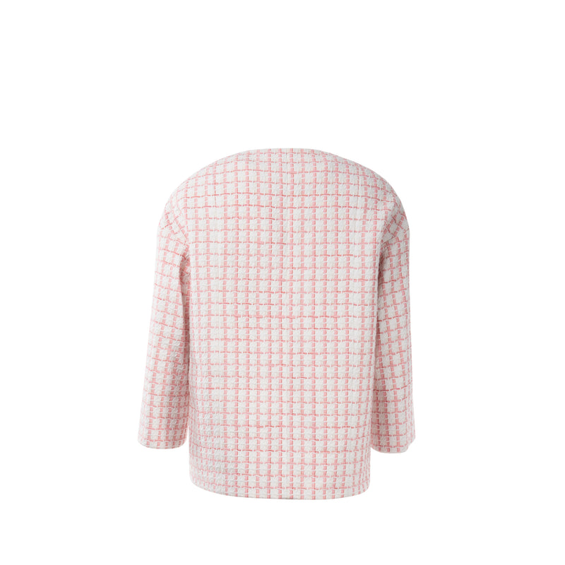 Chanel Size 34 22S Tweed Jacket Cotton/Acrylic Light Pink/White