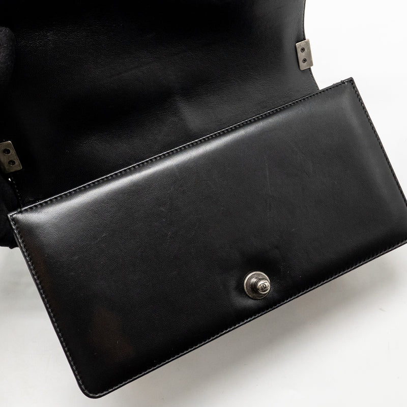 Chanel Medium Boy Bag Lambskin Black Ruthenium SHW