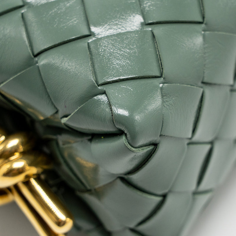 Bottega Veneta Mini Loop Bag Metal Knots Calfskin Green GHW
