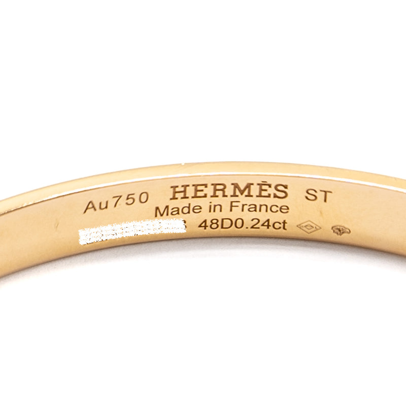 Hermes Size ST Collier de Chien Bracelet, Small Model Rose Gold Diamonds