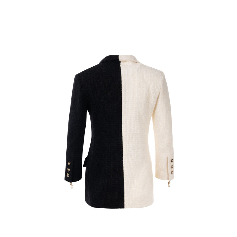 Chanel Size 34 20A Tweed Jacket Wool/Polyamide White/Black
