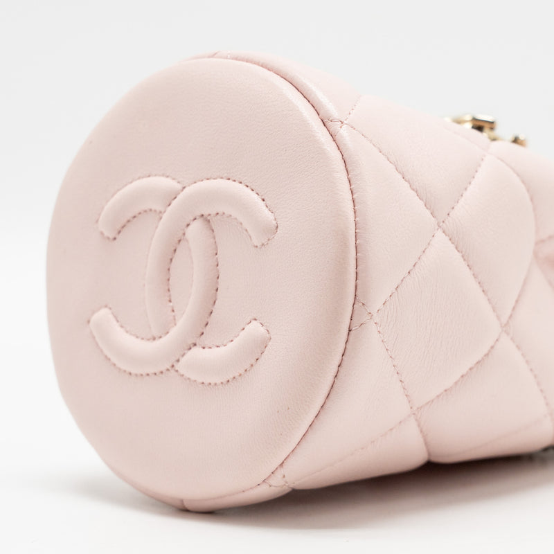 Chanel Mini Drawstring Bucket Bag Lambskin Pink LGHW