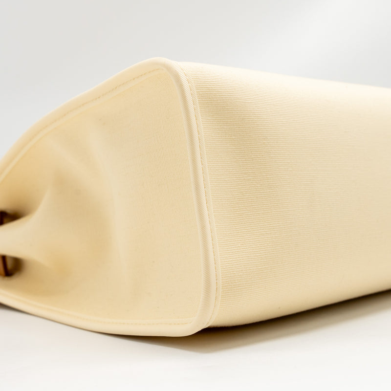 Hermes Herbag 31 Zip Bag Canvas/Hunter Leather Vanille/Naturel-Sable SHW Stamp D