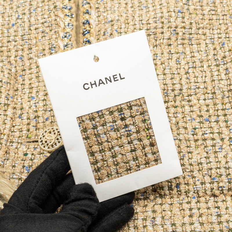 Chanel 21A Size 34 Tweed jacket Wool / Viscose/ Polyester gold / beige