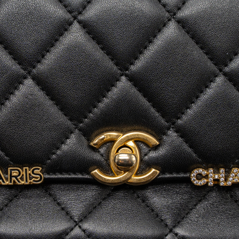 Chanel limited edition quilted flap bag lambskin black GHW (microchip)