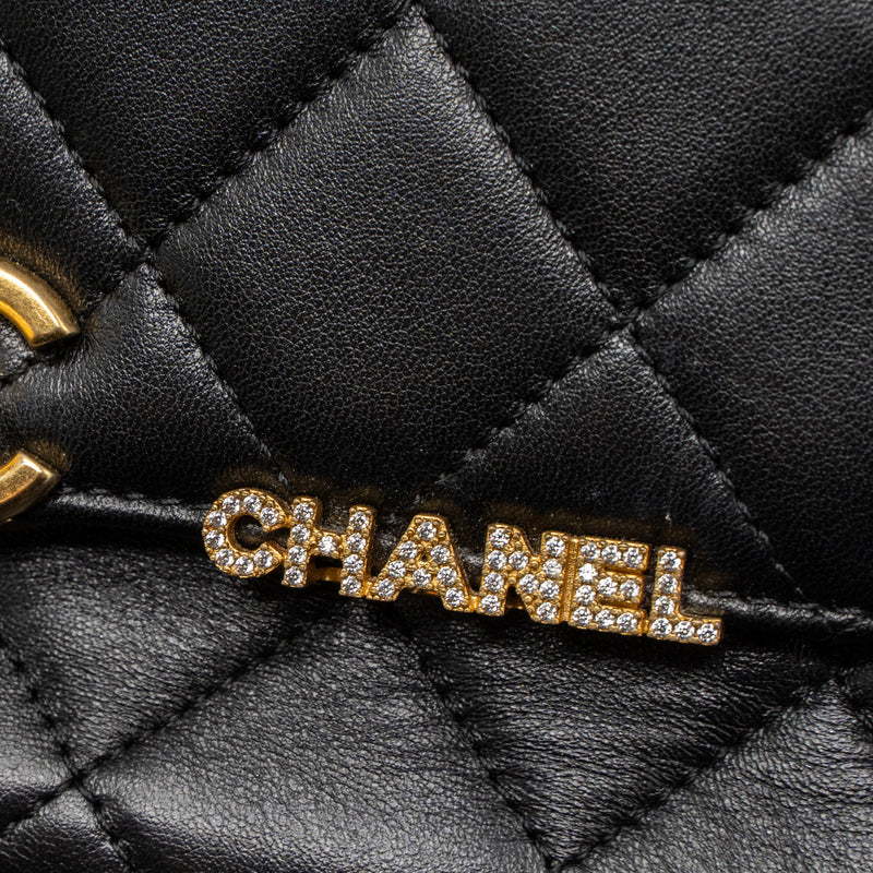 Chanel limited edition quilted flap bag lambskin black GHW (microchip)