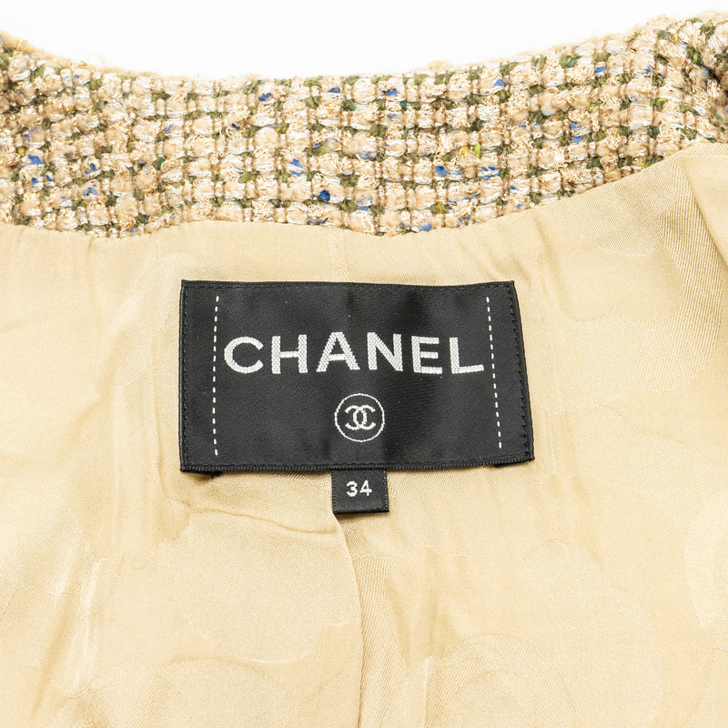 Chanel 21A Size 34 Tweed jacket Wool / Viscose/ Polyester gold / beige