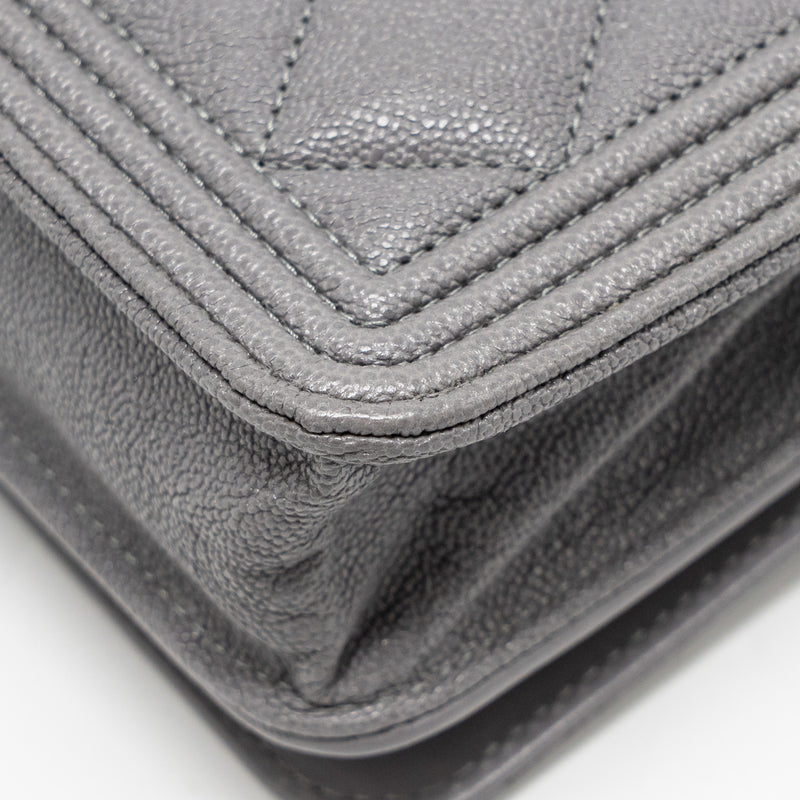Chanel Boy Wallet on Chain Caviar Grey LGHW